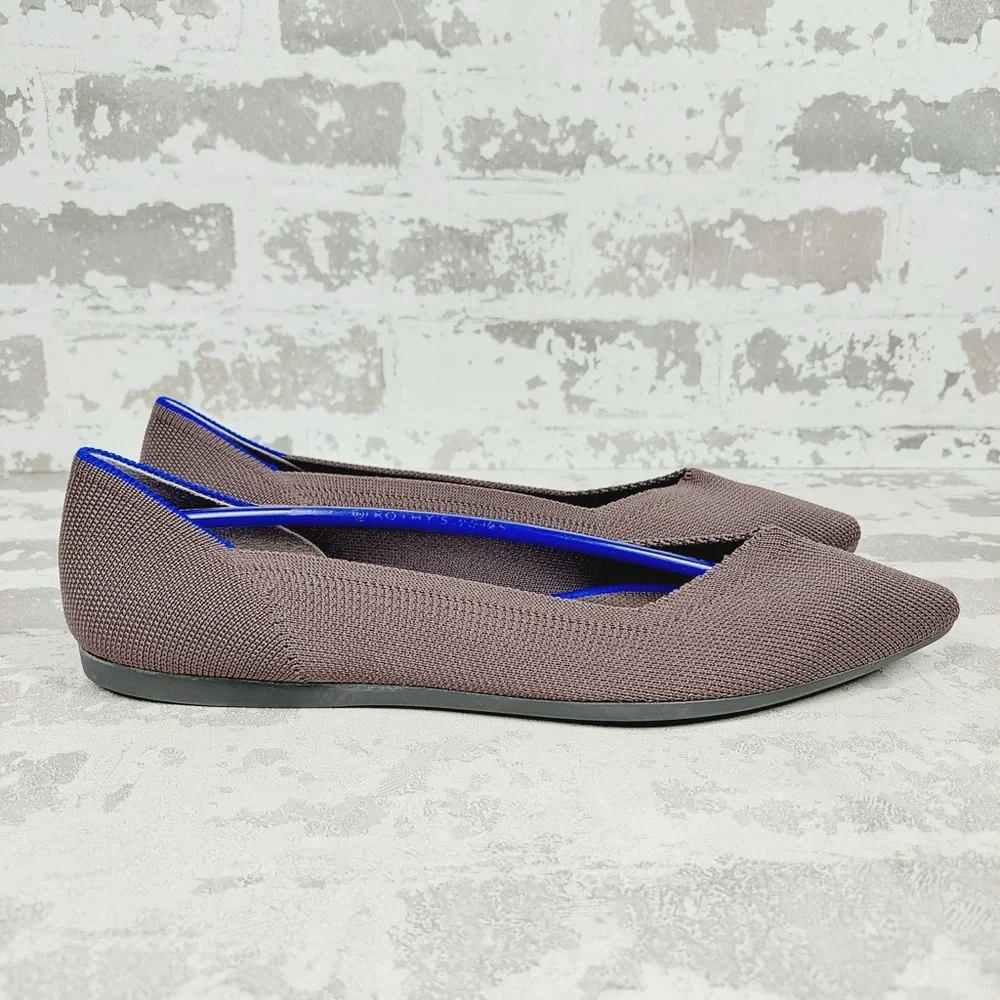 NEW Rothy's The Flat Tan Knit Pointy Toe Slip On Loafers H825 - Picture 3 of 7